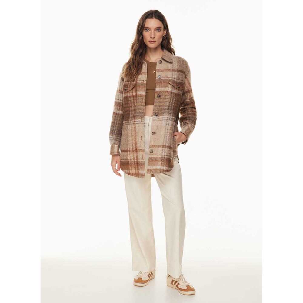 Wilfred Free Aritzia The Ganna Womens Wool Plaid Shacket Jacket M Oversized - Picture 2 of 16
